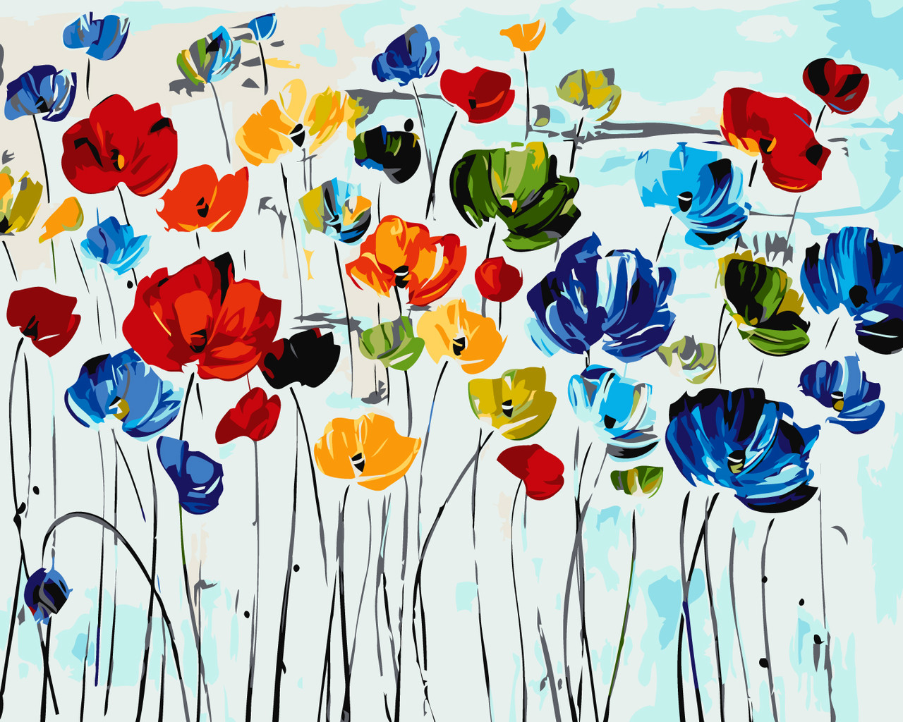 Картина за номерами Квіти на білому тлі. 40*50 см Оригамі LW 30890, фото 1