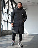 Куртка чоловіча зимова The North Face TNF подовжений теплий пуховик чорний з капюшоном Туреччина. Живе фото. Чоловіча куртка, фото 7