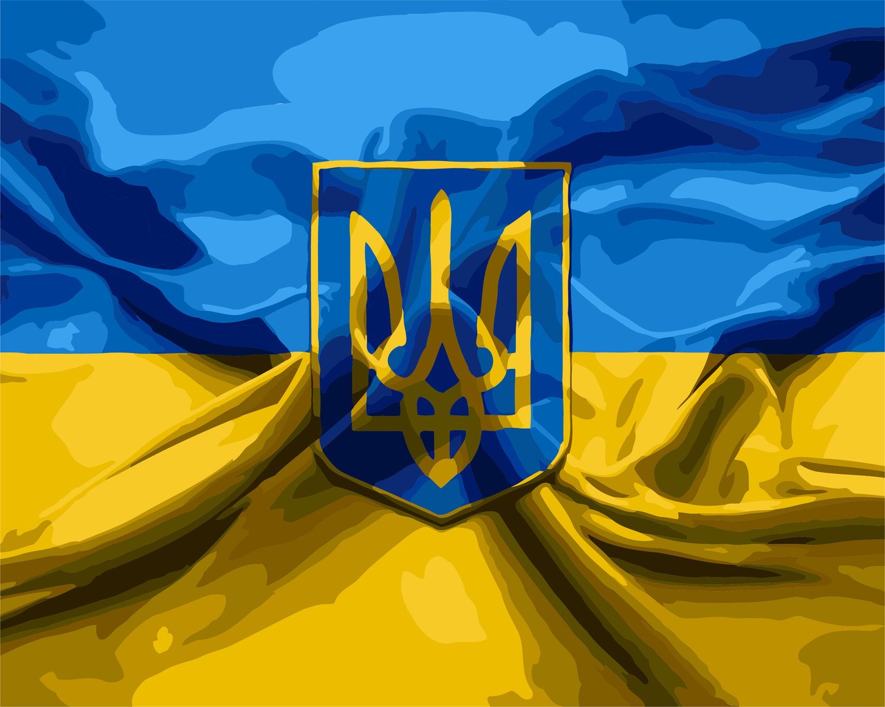 Картина за номерами Origami Український сюжет Герб і прапор України LW 3179 40*50 виробництво Україна