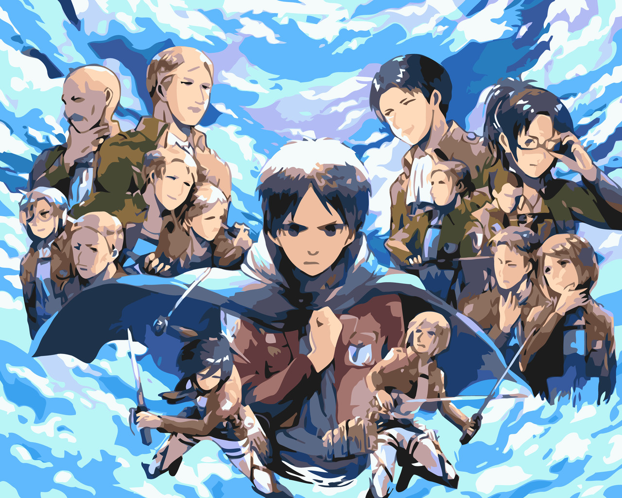 Картина за номерами Origami Аніме Атака на титанів LW 3199 40*50 виробництво Україна, фото 1