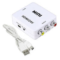 Конвертер HDMI to RCA AV тюльпан перехідник-адаптер, 1080p з харчуванням