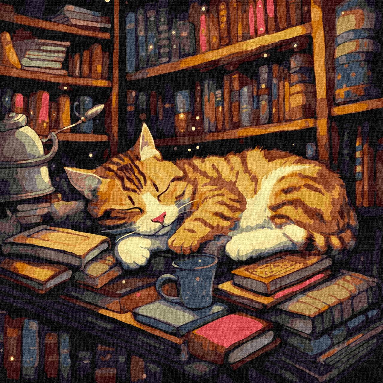 Картина за номерами Пухнастий книголюб. Тварини 40*40 см Ідейка KHO 6505