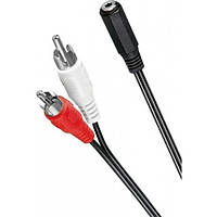 Кабель 3.5 mm (мама) - 2 RCA (папа) 40 см. Стерео Переходник Аудио Адаптер