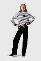 Костюм (худі+майка+штани) для дівчинки Viollen 2189 146 см Біло-чорний (2000990091666D)