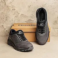 Осінні чоловічі кросівки шкіряні сірого кольору на шнурівці