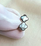 Конюшина срібні сережки камінь онікс натуральний, фото 3