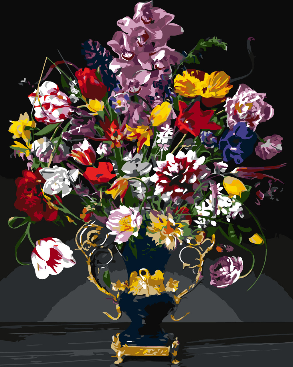 Картина за номерами Квіти. Королівський букет у вазі 40*50 см Оригамі LW 3264