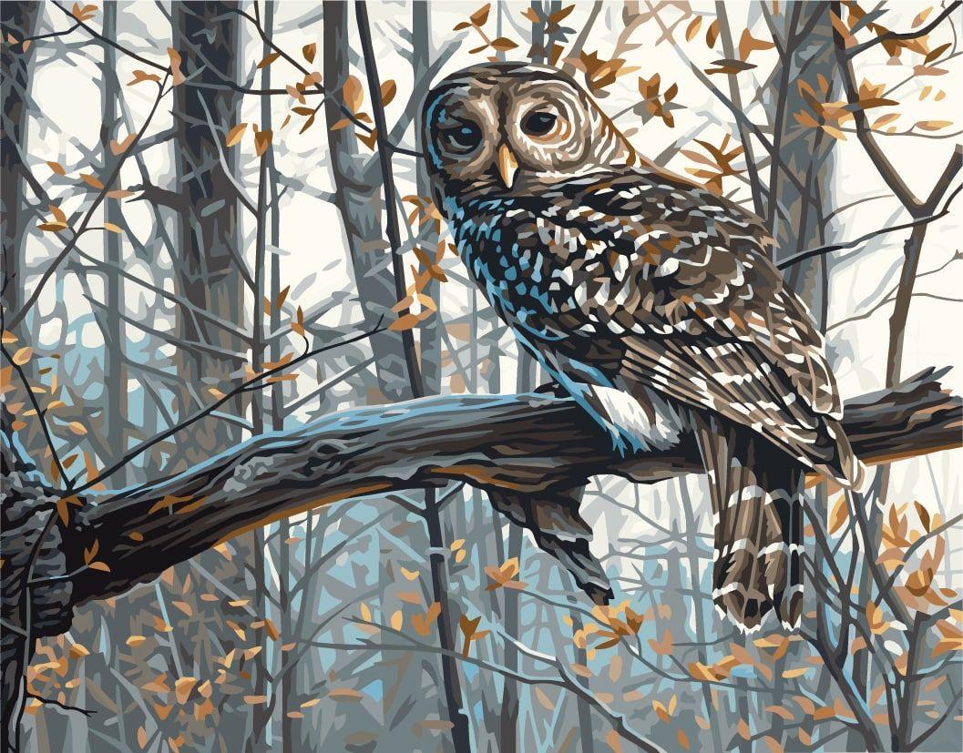 Картина за номерами Тварини. Зимова сова 40*50 см Оригамі LW 3265