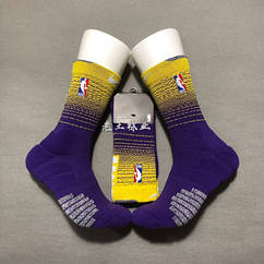 Фіолетові з жовтим високі Nike Elite Crew NBA спортивні баскетбольні шкарпетки