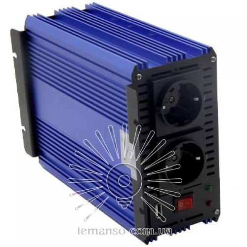 Інвертор синій корпус Lemanso з 12VDC до 230V AC 1000W 1200VA, фото 1