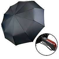 Чоловіча парасоля-автомат від Feeling Rain на 10 спиць з прямою ручкою, антивітер, чорний FR 0458-1