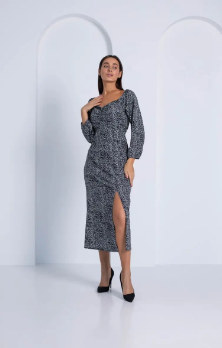 Сукня молодіжна у чорному кольорі з принтом розміри 44, 46, 48, 50, фото 2