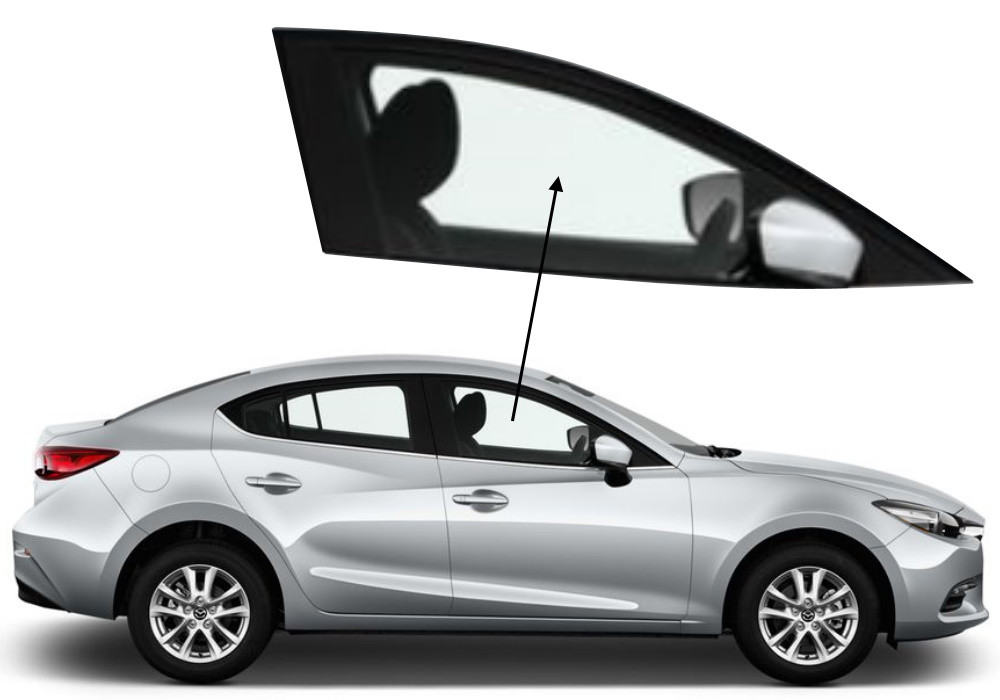 Бічне скло Mazda 3 2013-2019 передніх дверей праве, фото 1