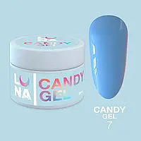 Гель для наращивания ногтей LunaMoon Candy Gel №7 полупрозрачный голубой, 15 мл