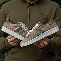 Кроссовки женские Adidas Campus Brown/Haki, Адидас Кампус замшевые, код IN-1550