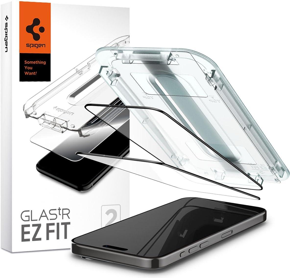 Захисне скло Spigen для iPhone 15 Pro Max - EZ FIT GLAS.tR (2 шт), Black (AGL06873), фото 1