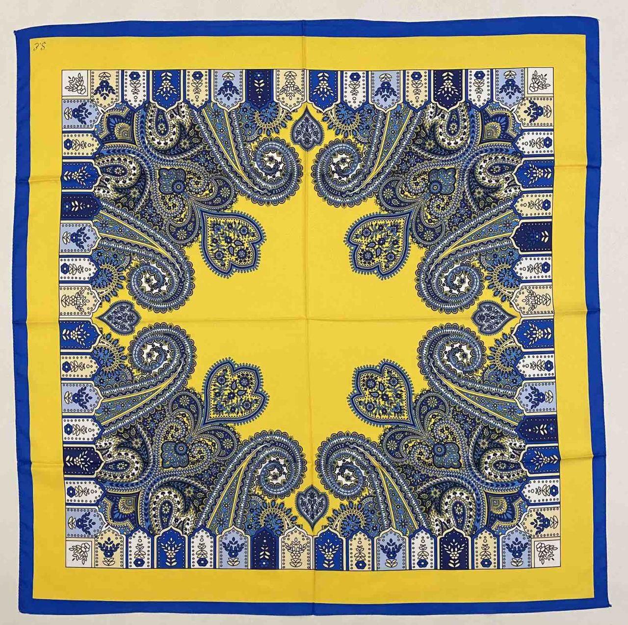 Шовкова хустка синьо-жовтий 90/90 см, фото 1