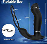 Масажер простати з ерекційними кільцями, 9 режимів з керуванням від смартфона, фото 4