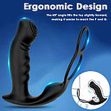 Масажер простати з ерекційними кільцями, 9 режимів з керуванням від смартфона, фото 6