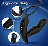 Масажер простати з ерекційними кільцями, 9 режимів з керуванням від смартфона, фото 7
