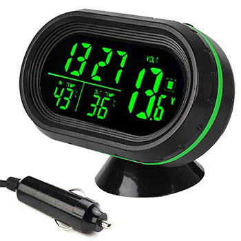Автомобільний годинник з термометром і вольтметром VST 7009V / Електронні годинники в авто з підсвічуванням / Автогодинник
