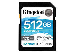 Карта пам'яті Kingston 512GB SDXC C10 UHS-I U3 R170/W90MB/s Canvas Go Plus SDG3/512GB