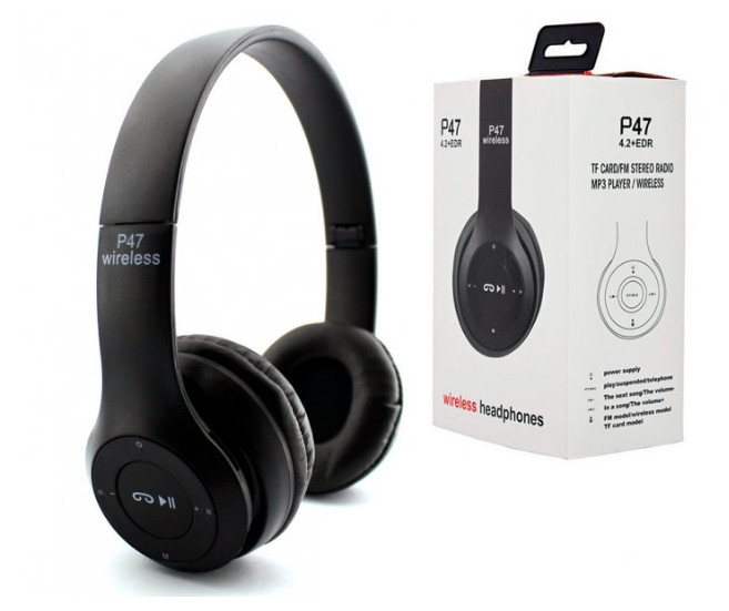 Бездротові стерео навушники Р47 Bluetooth з мікрофоном (Чорні), фото 1