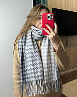 Теплий кашеміровий жіночий шарф «гусяча Лапка» омбре 170*70 см