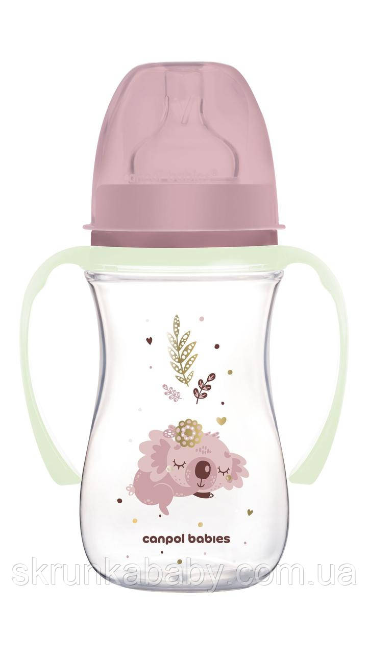 Canpol babies Пляшка антиколікова з широким отвором (ручки світяться в темряві) 240 мл Easystart Sleepy Koala, фото 1