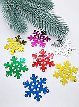 Сніжинки паєтки.  4 см. Колір мікс.  50 шт. в упаковці.