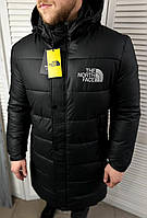 Куртка мужская удлиненная The North Face черная зимняя ТНФ зимний пуховик длинный Зе Норт Фейс fms