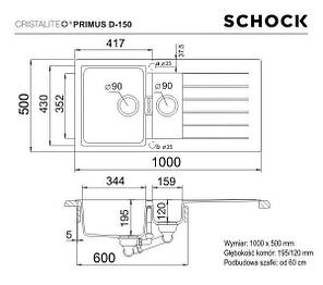 Кухонна мийка Schock Primus D-150 - онікс, фото 3
