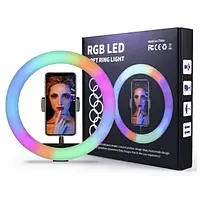 Кільцева LED лампа RGB MJ26 26см. (управління на проводі)1 кріплення, LED лампа для фото, відео зйомки