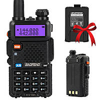 Рация Baofeng UV-5R до 5 км, 5 Вт, 1800 мАч + Подарок Аккумулятор Baofeng UV-5R / Военная рация с гарнитурой