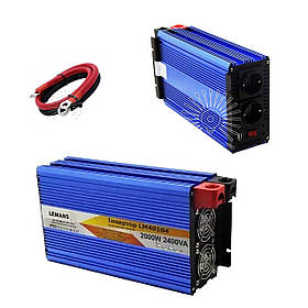 Інвертор синій корпус Lemanso з 12VDC до 230V AC 2000W 2400VA