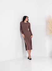 Модна жіноча сукня у коричневому кольорі , розміри 44, 46, 48, фото 5