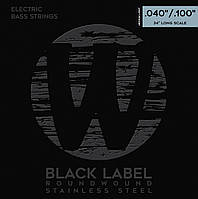 Струни для бас-гітари WARWICK 40210 Black Label Medium Light 4-String (40-100)