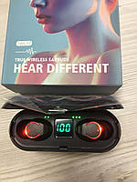 Bluetooth stereo гарнітура навушники BT F9 TWS вакуумні з дисплеєм black