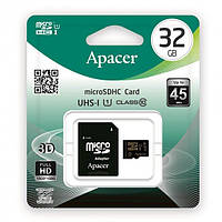 Карта памяти Apacer MicroSDHC 32Gb Class 10 45 MB / s + адаптер Black