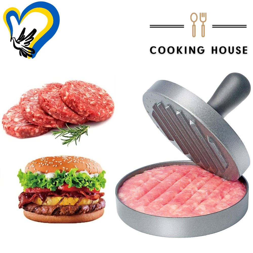 Прес для гамбургерів і котлет металевий Cooking House 12см, ручна прес форма для гамбургерів.