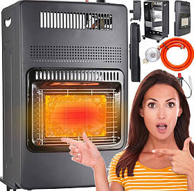 Газовий обігрівач переносний 4,2 кВт, керамічний, на бутан, з редуктором і шлангом, з колесами, для дому та майстерні до 80 м²