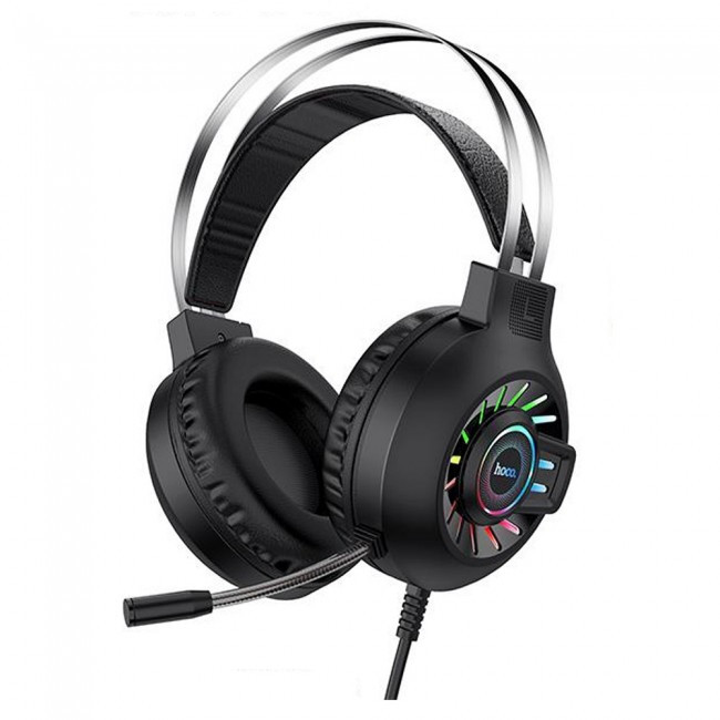 Ігрові стерео навушники Hoco ESD04 з мікрофоном і LED підсвічуванням (Чорний), фото 1