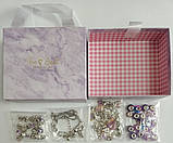 Набір для творчості та створення браслетів Пандора Біжутерія Фіолетова Подарунок для дівчинки шарми намистини 63 пре, фото 6