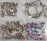 Набір для творчості та створення браслетів Пандора Біжутерія Фіолетова Подарунок для дівчинки шарми намистини 63 пре, фото 2