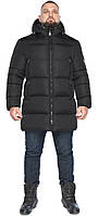 Мужская чёрная повседневная зимняя куртка на молнии модель 63957