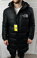 Куртка чоловіча подовжена The North Face чорна зимова ТНФ зимовий пуховик довгий Зе Норт Фейс, фото 6