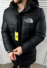 Куртка чоловіча подовжена The North Face чорна зимова ТНФ зимовий пуховик довгий Зе Норт Фейс, фото 4