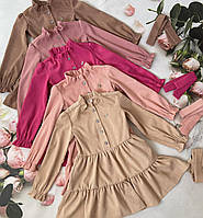 Платье для девочки с рукавом микровельвет, Любов, размеры 122-146