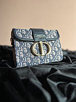 Жіноча подарункова сумка клатч Dior 30 montaigne blue-pink Діор синьо рожева текстиль