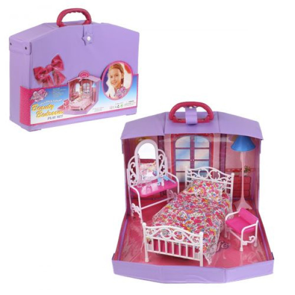 Ігровий набір лялькова кімната MIC у валізі ліжко торшер стільчик та трюмо Різнокольоровий (TS-32298)
